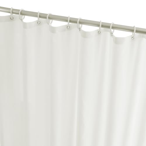 YISURE Duschvorhang Creme Kurz schmal 150cm Höhe, Stoff Kürzere Duschvorhang Wasserdicht mit Gewicht Saum, Breite 150 x Höhe 150cm
