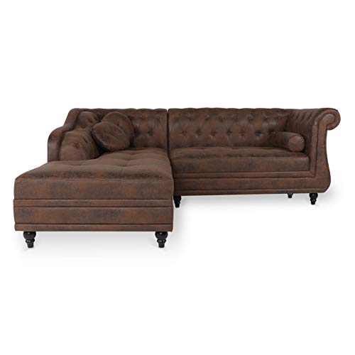 INTENSE DECO Canapé d'angle Gauche Empire Vintage Style Chesterfield
