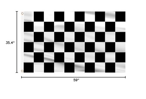 Image of AhfuLife Checkered Flag 3x5 Ft 2 PCS, Large Black and White Racing Flags - Double Side with Brass Eyelets for Race Car Party, Garden Decoration Indoor Outdoor
