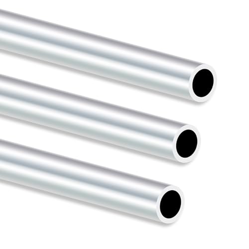 iMeistek 6063 Aluminium Round Tube, 250mm Length 16mm OD 12mm ID Seamless Straight Round Tubing for Industrial, Decorative, Architectural (3PCS)