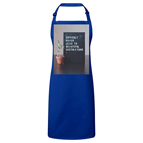 Tablier cuisine premium bleu de haute qualité avec finitions textiles soignées