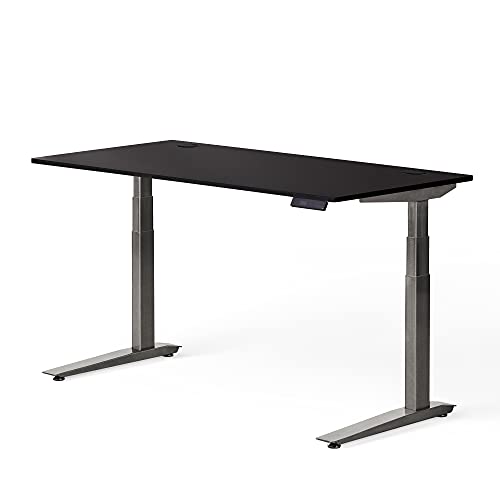 Image of Fully Jarvis Standing Desk 60 inch x 27 inch Black Laminate Top - Electric Adjustable Desk Height from 25.5 inch to 51 inch with Memory Preset Controller (Rectangle, Alloy Frame)