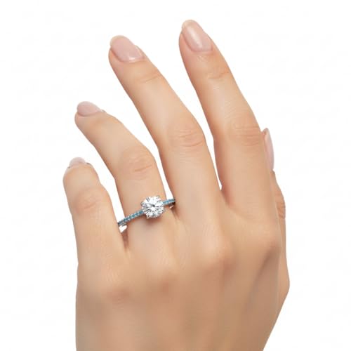 Image of Choose Your Gemstone Delicate Hidden Halo Diamond CZ Ring 925 Sterling Silver Round Shape Petite Engagement Rings Minimal Modern Design Birthday Gift Wedding Gift US Size 4 to 12