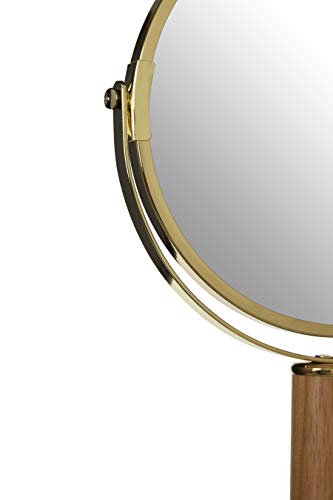 Premier Housewares Vanity Mirror, Bathroom, Makeup, Rubberwood, Cassini - Gold, 17L x 15W cm - Image 3