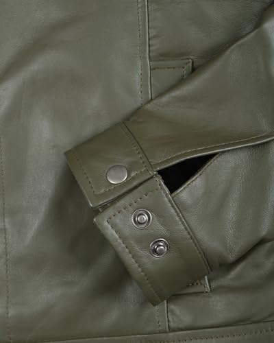 Image of fjackets Men's Real Lambskin Leather Jacket - Shirt-Collar Moto Biker Style Year-Round Wear