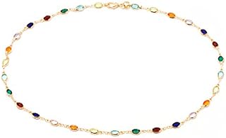 Barzel 18K Gold Plated Gold and Multi Color Crystal Baguette Anklet
