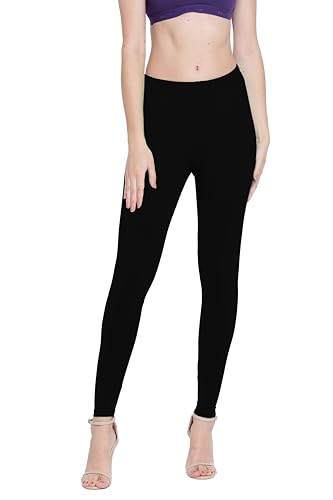Image of Presta Women Slim Fit Ankle-Length Leggings (Avaliable Color- 53 Difference Colors)-Pack of 1 Black, High Rise, Large