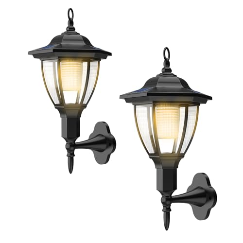 Moman Solarlampen für Außen, Solar-Wandlaterne mit Bewegungssensor, IP65 wasserdicht für Garage, Garten und Terrasse (2 Pcs),...