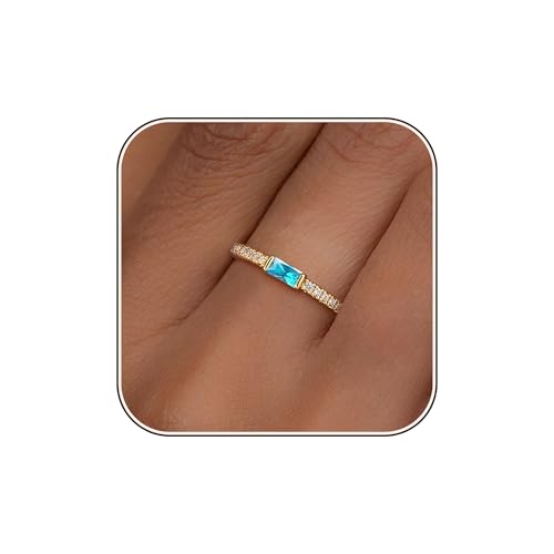 ZOERAY Bague Femme Or Pierre de Naissance Bagues Plaqué Or Carats 18 con Zirconia Bague Pouce Phalange con Citrine Améthyste Alliance Bague Turquoise Fine de...