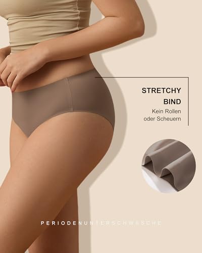 SHARICCA Periodenunterwäsche Starke Blutung 40 ML SaugfäHigkeit Perioden Unterwäsche Atmungsaktiv Lecksicher Menstruation Unterhosen Slips Damen (Mehrfarbig-3P02,M)