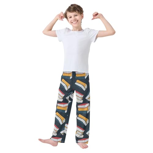Hand Drawn Colorful Books Boys Pants for Kids Jogger Pants with Pockets S-XL2