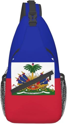 Mochila tipo bandolera unisex con bandera de Haití