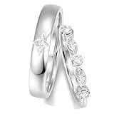 Calefee Anillos de pareja de novios, anillo de oro blanco de 9 K/14 K/18 K auténtico matrimonio con diamante y moissanita, talla 7 a 30, Dimensioni Personalizzabili, Metal, Moissanita