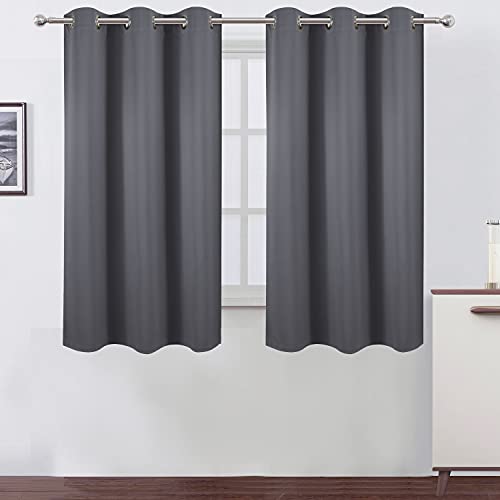 Image of LEMOMO Grey Blackout Curtains for Bedroom Room Darkening Curtains /38 x 54 Inch Long Set of 2 Panels Draperies Thermal Insulated Living Room Curtains
