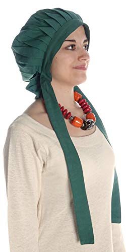 HEMAD Lady Bonnet with tie Green Pure Cotton