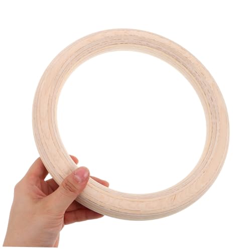 Anillas de gimnasia de madera con correas ajustables para fitness en casa miniatura 3