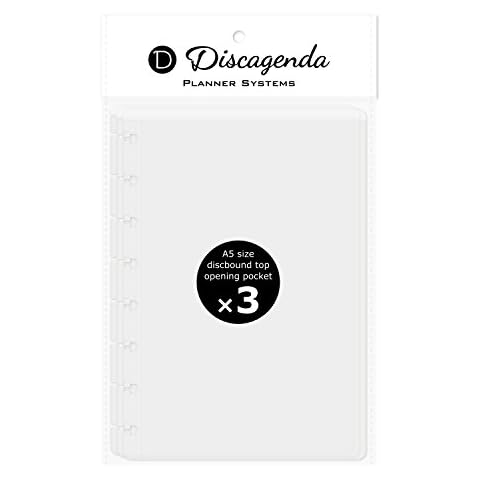 Discagenda Clear Top-opening Pocket [2nd Edition] A5 (5.8x8.3in), 3 Pack for Discbound Planner Personal Organizer Cover