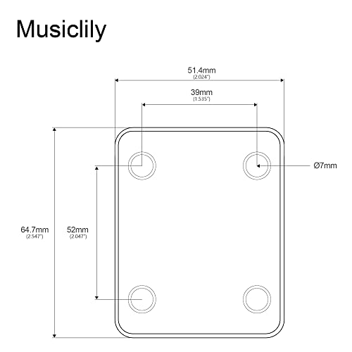 Musiclily 4 Holes Metal Guitar Neck Plate For Fender Strat Tele Guitar Or Bass,Gold #TOP1