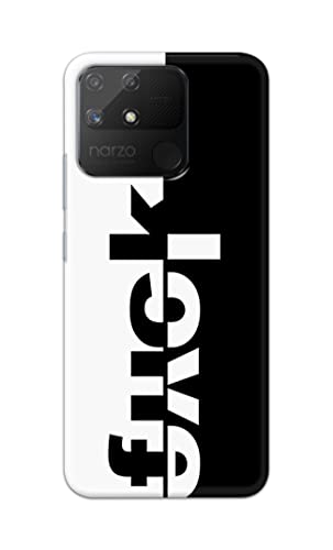 Image of PRINTFIDAA One Words Fukc Love Creative Art Innovative Wonderfull Printed Designer Hard Case for Realme Narzo 50A Back Cover -(e) RPM1003