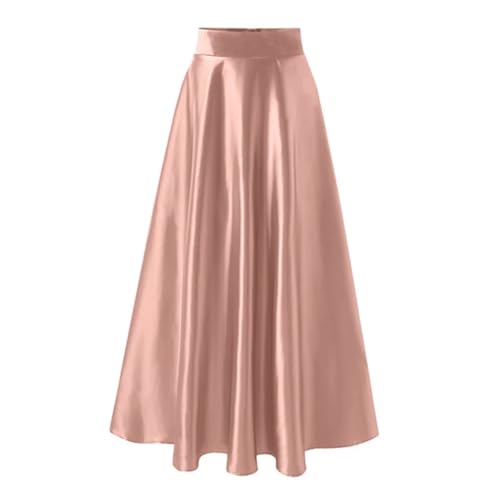 Women’S Elegant Satin A-Line Long Skirt High Waist Solid Color Maxi Skirt for Office and Party Wear2