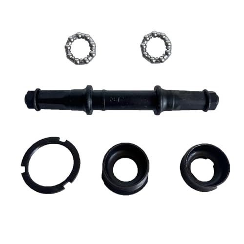 XYAUTO Bike Bottom Bracket Crank Axle Set, Bicycle Bottom Bracket Axle Square Taper Include Bottom Bracket Cup Set for Mountain Bikes (3P Axle with Cups and Bearing)