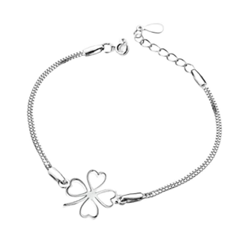 Bracelet trèfle à quatre feuilles femme argent 925 bijoux tendance idée cadeau