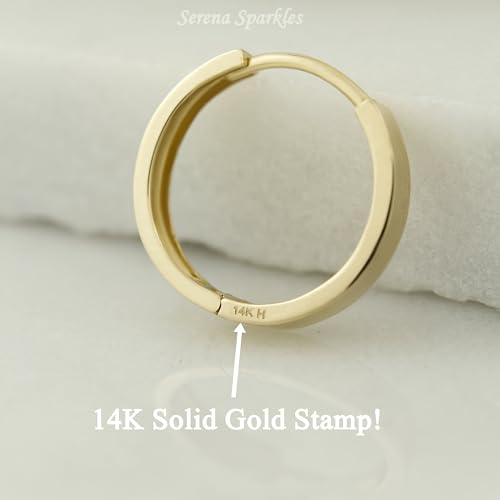 14k Solid Gold Huggie Earrings, Real Gold Earrings, Plain Gold Huggie Hoop Earrings, Simple Gold Huggie4