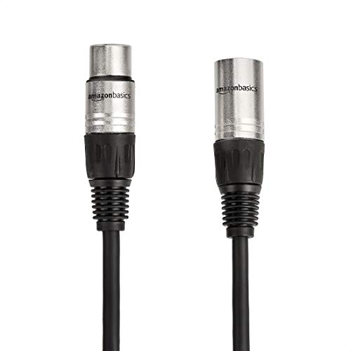 Image of Amazon Basics 2-Pack XLR Male to Female Microphone Cable for Speaker or PA System, All Copper Conductors, 6MM PVC Jacket, 6 Foot, Black