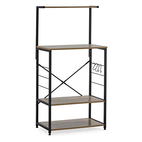 HOMN LIVING Mueble de Cocina África para microondas 4 estantes, Color Roble/Negro, 60 cm (Ancho) 40...