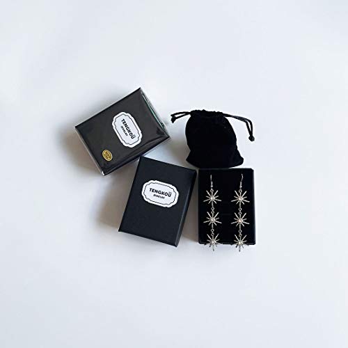 Star Drop Dangle Earrings Crystal Snowflake Earrings For Woman Silver Winter Party Christmas Wedding Women's Jewelry Tengkou (Silver-Plated-Base) #TOP6