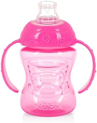 Nuby Copo de Treinamento com Alça e Super Bico de Silicone Rosa