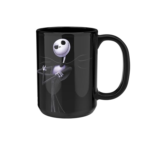Zak Designs Disney Tim Burton The Nightmare Before Christmas Unique Color Changing Ceramic Coffee Mug for Hot Drinks Collectible Keepsake (15 oz, Jack Skellington)
