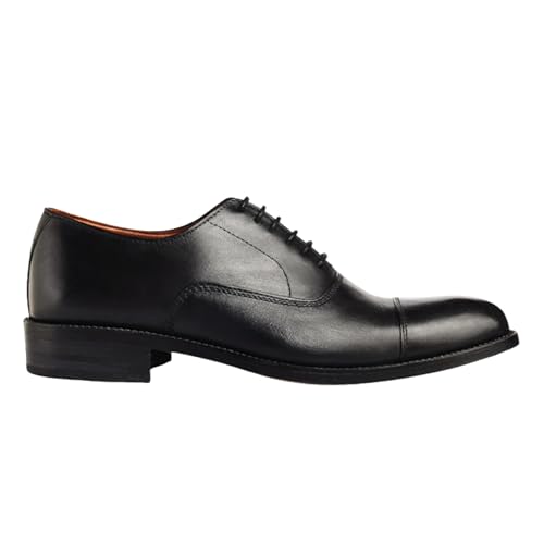 Men's Dress Shoes | Genuine Leather Cap Toe Oxford Shoes Men Lace-Up Comfortable Rubber Sole3
