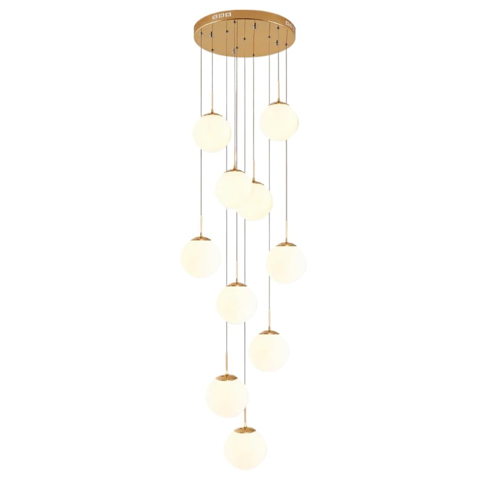 Luminaire suspendu pour plafond haut grand lustre moderne 10 bulles
