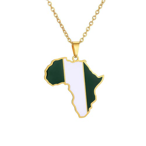 Générique Collier Carte du Nigéria pour Femme/Homme - Pendentif Carte Africaine en Acier Inoxydable - Bijou Cadeau