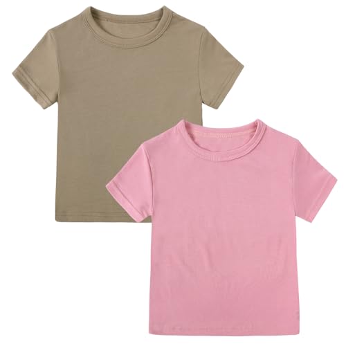 Image of Kids Tales Little Boys Girls Solid Color Short Sleeve Pullover T-Shirt | 12 Months - 4 Years, Round Neck, Solid Color, Short Sleeve, Soft Material, Casual Daily Wear, Sport Wear