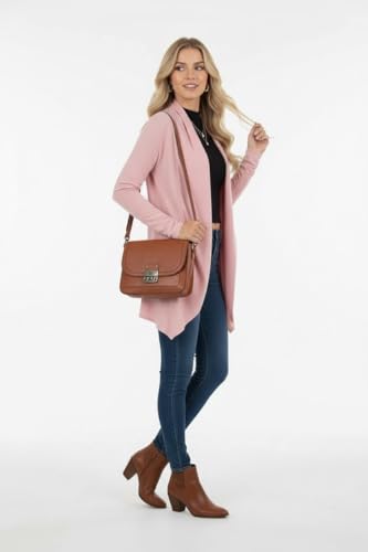 Image of ToBeInStyle Womens Open Front Long Sleeve Lightweight Asymmetrical Draped Cardigan with Side Pockets