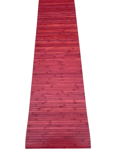 Tapis antidérapant en bambou, vendu au mètre, disponible dans plusieurs couleurs, idéal pour une cuisine, une salle de bain, une chambre, un spa rouge