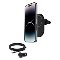 Belkin BoostCharge Supporto da auto magnetico per telefono, compatibile con MagSafe, iPhone 14/14 Plus, 13, 12, Pro, Max, mini, e altri (cavo e caricabatteria wireless inclusi)
