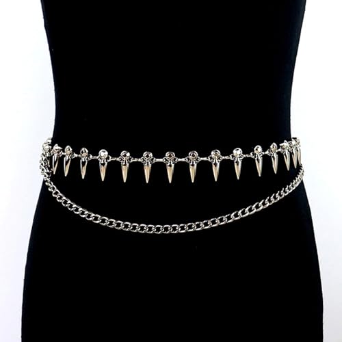 Metal Chain Belt for Women, Wolf Teeth Tassel Waist Chain Belts for Dress Casual Pants4