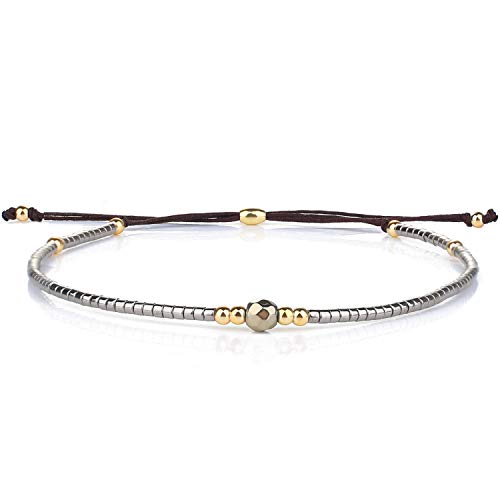KELITCH Neue Achat Perlenarmbänder Saatperle Friendship Armbänder für Damen - Beige (31G)
