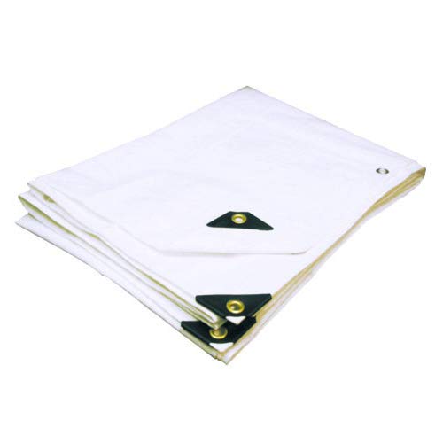 20' X 32' Heavy Duty Waterproof White Tarp with Reinforced Corners Bundled with Carabiner Flashlight