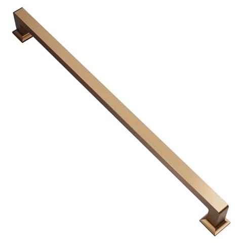 Alzassbg 6 Pack Champagne Bronze Cabinet Pulls, 10 Inch(256mm) Hole Centers Cabinet Handles Square Kitchen Hardware for Cabinets AL3046TGP Cover