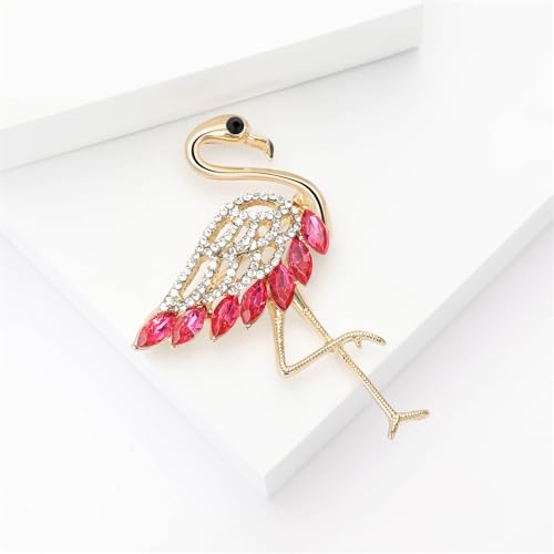 Image of Dainty Sparkly CZ Flamingo Brooches Pins Delicate Animal Crystal Brooch Classic for Women Girls Party Banquet Lapel Pins Dress Suit Shirt Clothes Accessories Jewelry Mother's Day Christmas Birthday Gifts 60mm