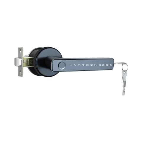 ETEKJOY Smart Door Lever Lock 4-in-1 App+Fingerprint+Passcode+Key Left/Right Reversible Handle Keyless Entry Auto Lock Knob Home Office Hotel Apartment Bedroom (Black with App) Cover