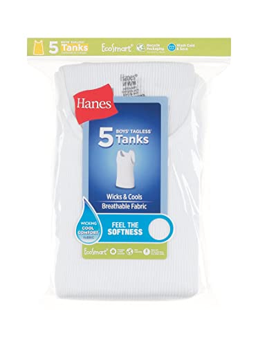 Image of Hanes Boys' Undershirt Tank Top Pack - Kids' Tank Undershirts - Cool Comfort Moisture-Wicking Sleeveless Shirts