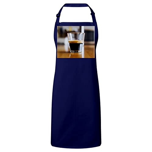 Tablier cuisine premium navy motif tasse de cafe espresso