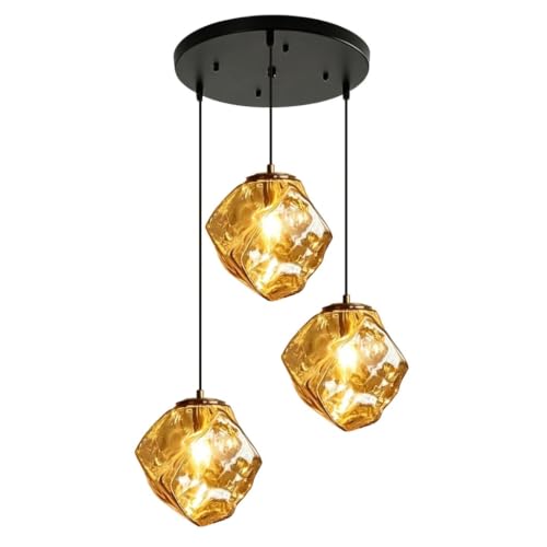 Suspension industriel vintage JOJOM C3 à éclairage chaleureux ambre et gris