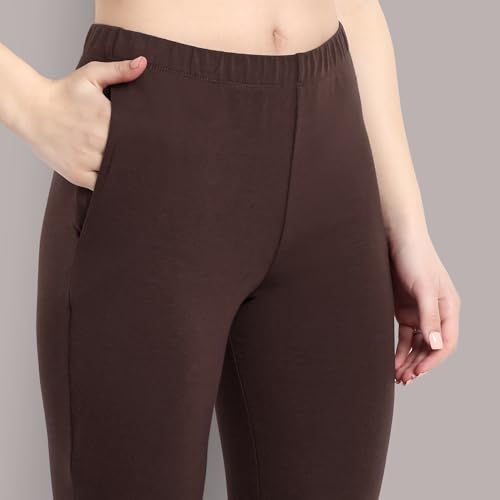 Image of ONE SKY Women Full Length Leggings | Cotton Modal Spandex Blend | High Waist Stretchable & Bio-Washed Fabric | Colour-Lock Technology | Comfortable Leggings for Women