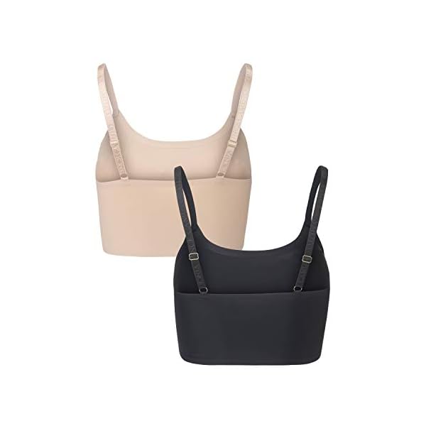 Vince Camuto Women's Smooth Microfiber Wirefree Lounge Bra, (2-Pack) Tan/Black, Medium